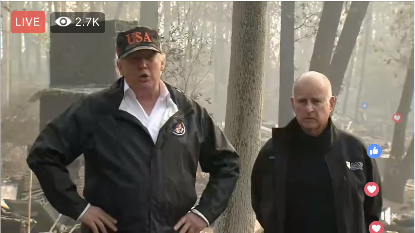 President Donald Trump in Northern California to see California wildfires. Visits an operations center. | #DirectedEnergyWeapons