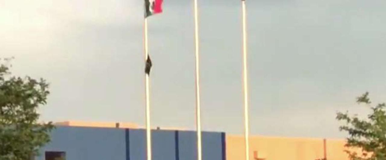 Protesters pull down US flag, fly Mexico banner outside facility holding illegal immigrants