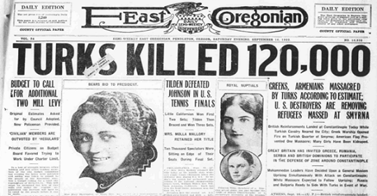 Η μεγάλη εφημερίδα “East Oregonian”: Οι Τούρκοι σκότωσαν 120.000 μόνο στη Σμύρνη. Με το μέρος τους η ΡΩΣΙΑ.