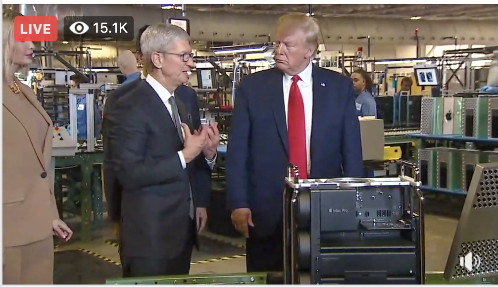 President Trump tours the Apple Manufacturing Plant Flextronics International, LTD, in Austin, Texas with Apple CEO Tim Cook.