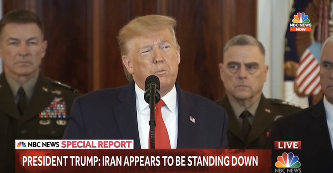 DE-ESCALATE?… ‘STANDING DOWN’… STOCKS SOAR… TRUMP: LET’S MAKE A DEAL… OUR MISSILES BIGGER… ARMY WARNS OF DRAFT HOAX… IRAN: WE ONLY GAVE YOU ‘SLAP’…
