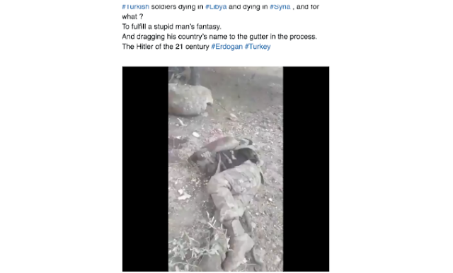 Το επιτελείο του Χάφταρ “ανέβασε στο twitter βίντεο νεκρών Τούρκων στρατιωτών και αποκαλεί Χίτλερ τον Ερντογάν!