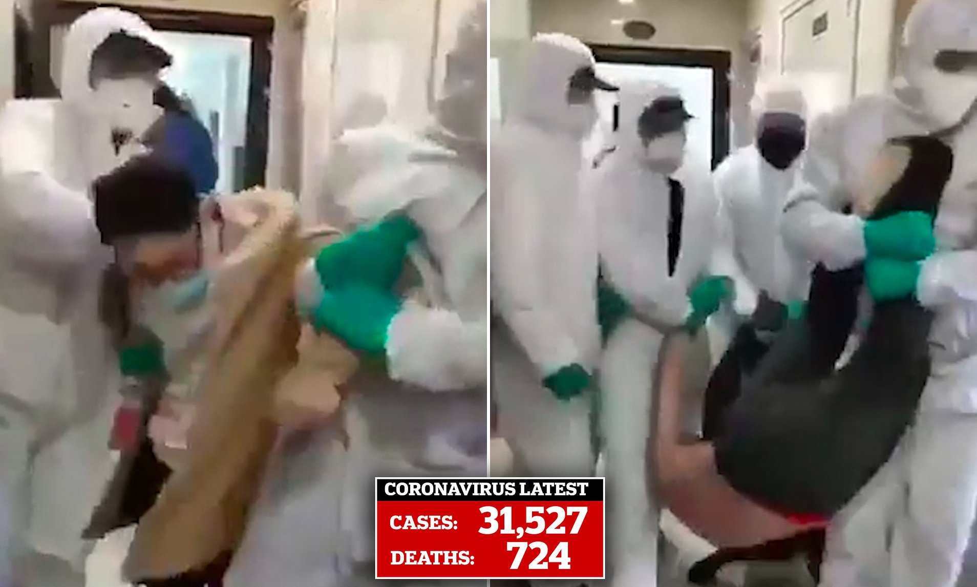 Eighty-six people die of coronavirus in a DAY in China as Beijing begins mass arrest of sufferers and videos shows hazmat suit-clad goons dragging people from their homes as the death toll hits 724