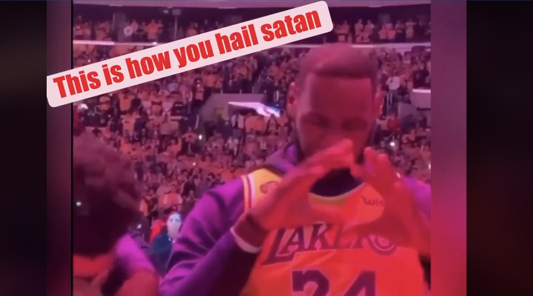 Lebron James caught worshipping Satan at Kobe tribute at Staples Center