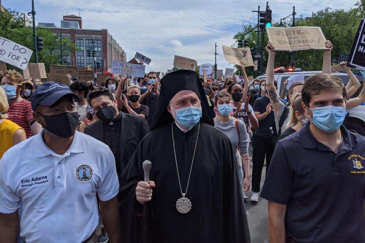 LORD HAVE MERCY: Archbishop Elpidophoros of America goes to TERRORIST GROUP Black Lives Matter Demonstration for FAKE George Floyd “death”!!!