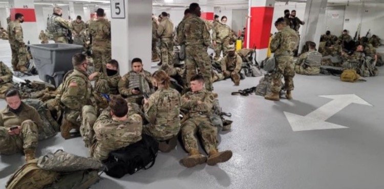 “This is How Joe Biden’s America Treats Soldiers” – 5,000 Soldiers Moved to Cold Parking Garage with One Bathroom After Protecting Biden Inauguration (PHOTOS)
