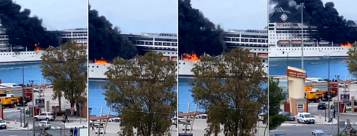Φωτιά σε Κρουαζιερόπλοιο στο Λιμάνι της Κέρκυρας.