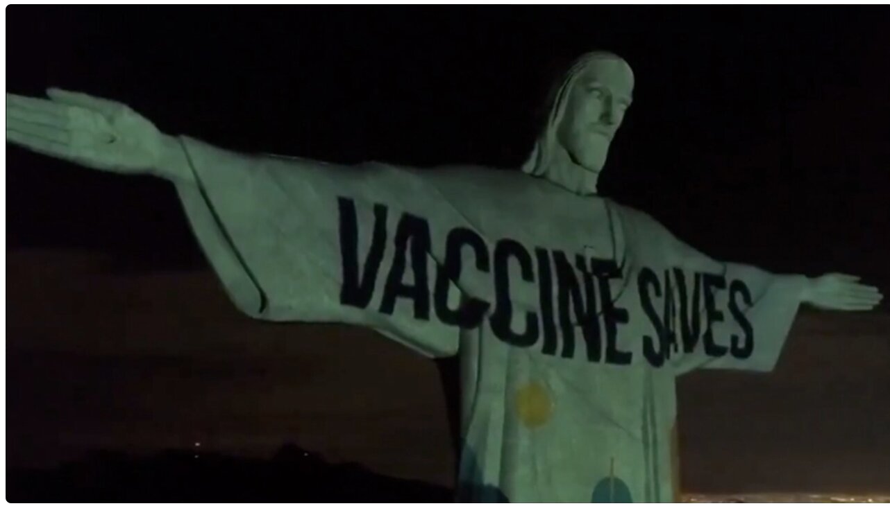 Disgusting! Famous Rio de Janeiro Jesus Statue Used To Push COVID Vaccine