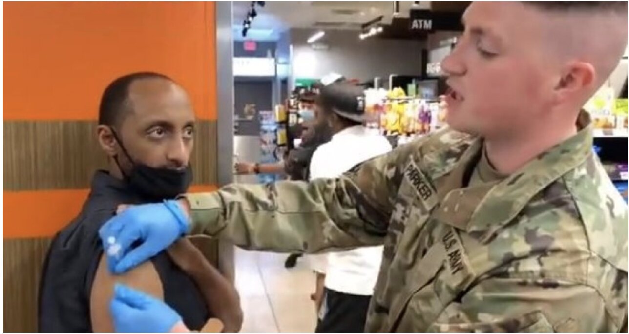 Video Shows National Guard Troops Administering Vaccines in Dallas 7-Eleven