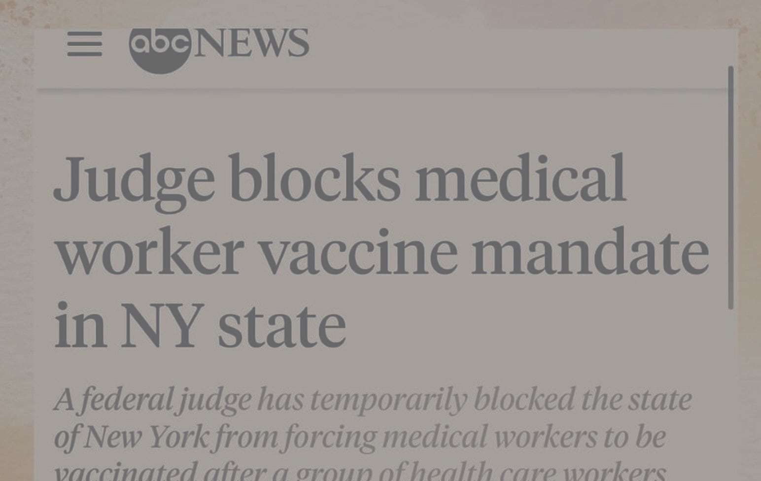 Judge BLOCKS medical worker vaccine mandate in New York State!