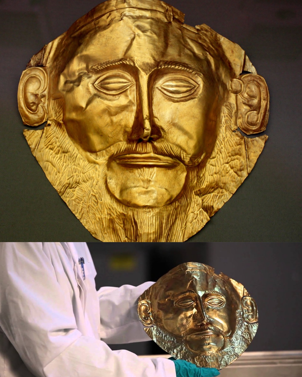 The “Mask of Agamemnon”: One of the most famous gold artifacts from the ancient Greek Bronze Age.