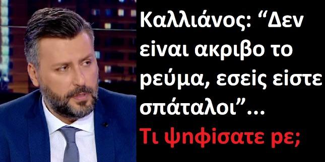 Προκλητική δήλωση Καλλιανού για τον ελληνικό λαό: «ΔΕΝ είναι ακριβό το ρεύμα, εσείς είστε ΣΠΑΤΑΛΟΙ»